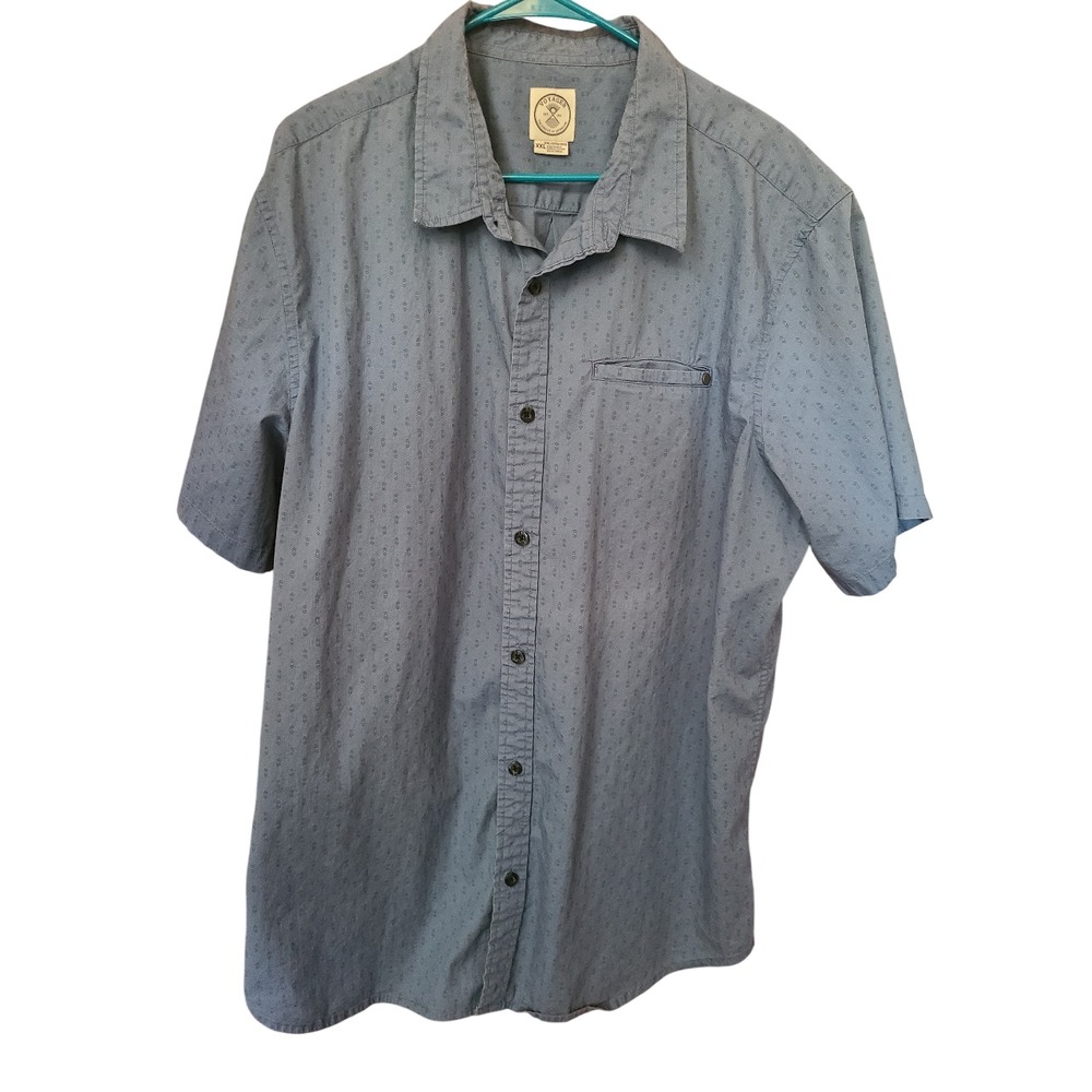 Voyager Shirt Men's XXL Button-Up Blue Arrows Print Short Sleeve Pleated Pocket